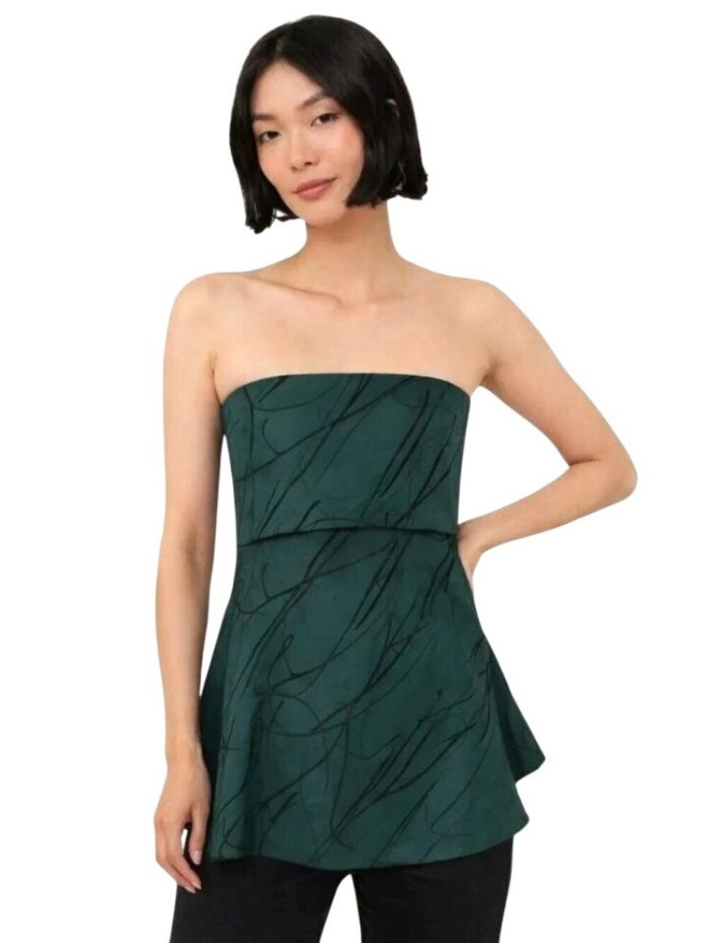 Tuckernuck Pine Twombly Adrienne blouse Small New Womens Strapless Top